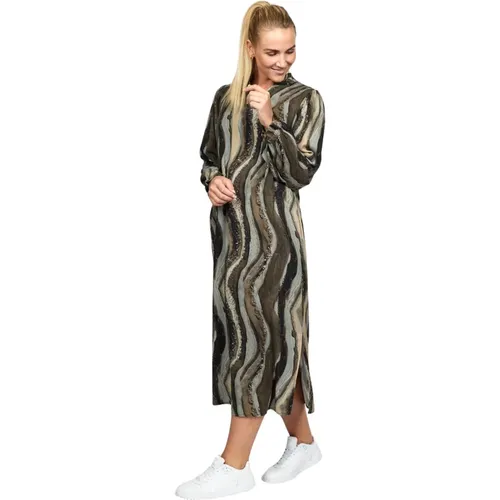 Julle Brown Dress with Abstract Print , female, Sizes: L, XL, 2XL - 2-Biz - Modalova
