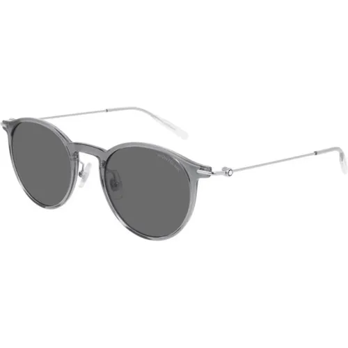 Sunglasses, male, , Size: 50 MM Grey Sunglasses with Grey Lenses - Montblanc - Modalova