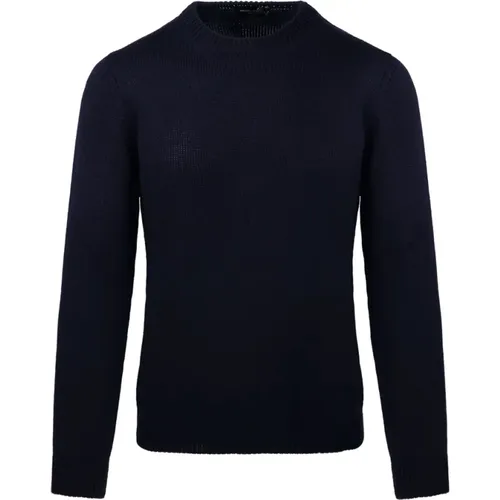 Navy Rundhals Pullover , Herren, Größe: M - Roberto Collina - Modalova