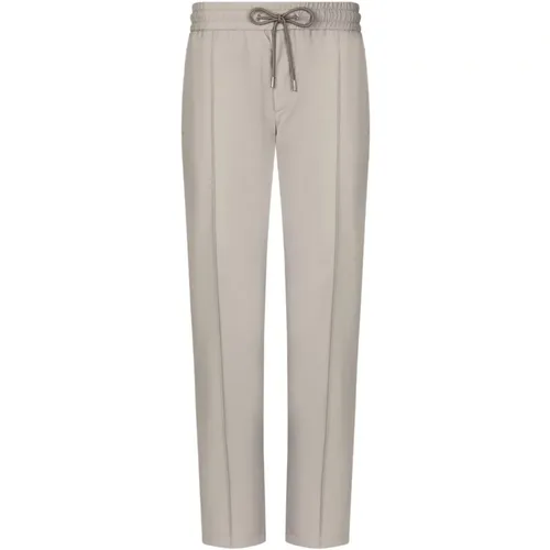 Straight Trousers, male, , Size: L Grey Trousers with Elasticated Waistband - Dolce & Gabbana - Modalova