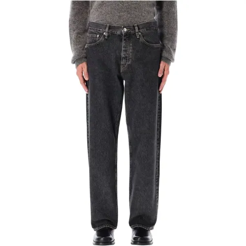 Straight Jeans, male, , Size: W36 Loose Fit Washed Denim Jeans - Sunflower - Modalova