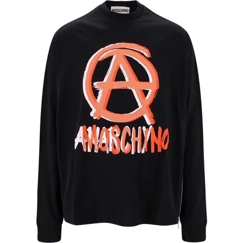 Anarchy Long Sleeve Top , male, Sizes: XL, M, S - Moschino - Modalova