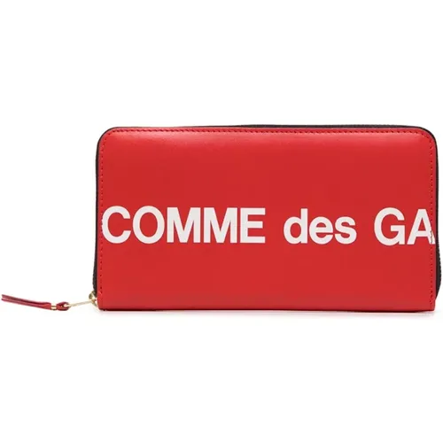 Rote Glattleder Geldbörse mit Reißverschluss - Comme des Garçons - Modalova