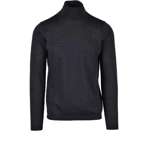 Turtlenecks, male, , Size: 2XL Grey Wool Knit Sweater - Daniele Alessandrini - Modalova