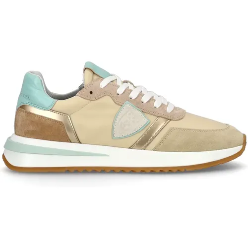 Casual Tropez 2.1 Damen Sneakers Türkis Grün Beige , Damen, Größe: 39 EU - Philippe Model - Modalova