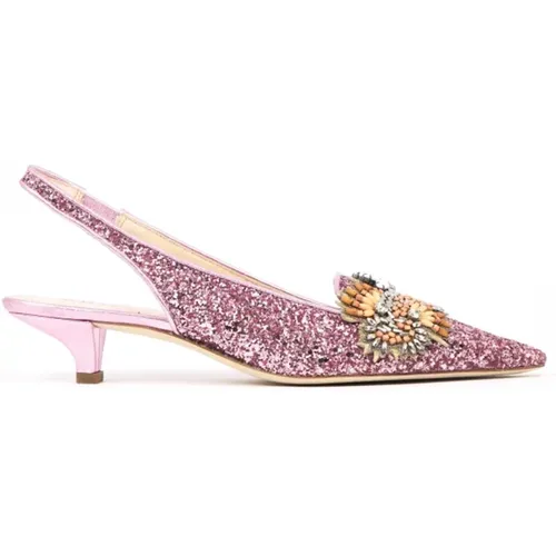 Glitter Slingback mit elastischem Riemen , Damen, Größe: 39 EU - Prosperine - Modalova