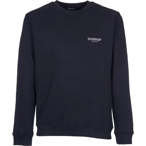 Schwarzer Crew-neck Baumwoll-Sweatshirt mit D-Logo - Dondup - Modalova