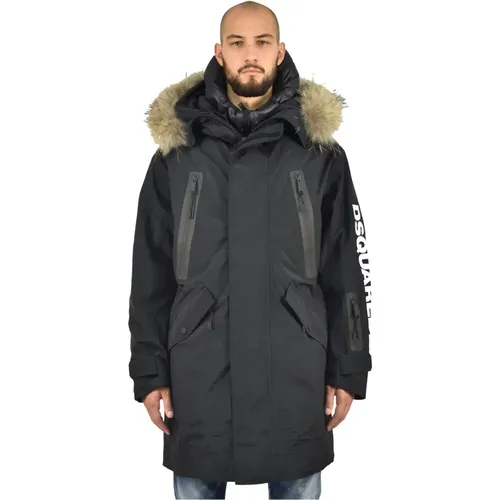 Men`s Parka Jacket with Double Zip and Velcro Closure , male, Sizes: XL - Dsquared2 - Modalova