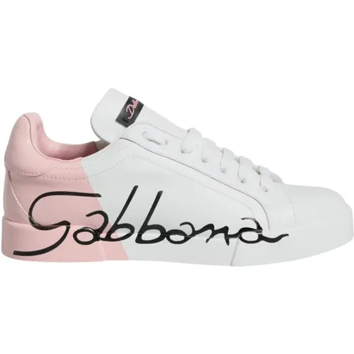 Sneakers, female, , Size: 5 US Pink Portofino Low Top Sneakers - Dolce & Gabbana - Modalova