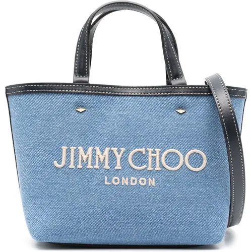 Blau Bestickte Logo Leder Tasche - Jimmy Choo - Modalova