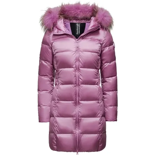Bright Nylon Puffer Jacket with Fur Hood , female, Sizes: L, M, 2XL, S, XS, XL - BomBoogie - Modalova