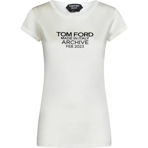 Eng anliegendes T-Shirt aus Seidenjersey mit Logo - Tom Ford - Modalova