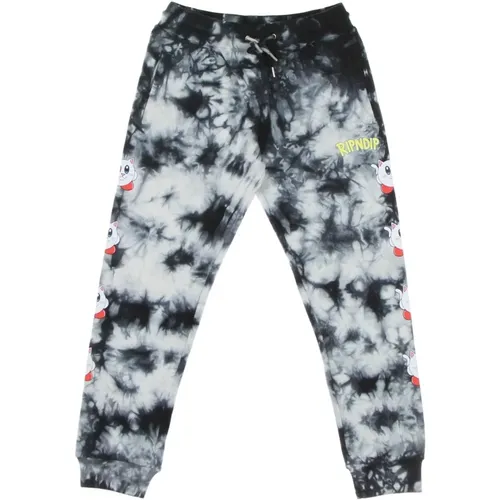 Sweatpants, male, , Size: S Black Mineral Wash Lightweight Tracksuit Pants - Ripndip - Modalova