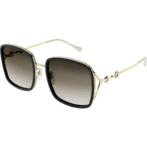 Schwarze/braune Sonnenbrille Gucci - Gucci - Modalova