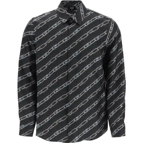 Casual Silk Shirt , male, Sizes: L, XL - Fendi - Modalova