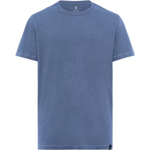 Ss Mixed Linen Cotton Jersey T-Shirt , Herren, Größe: M - Boggi Milano - Modalova