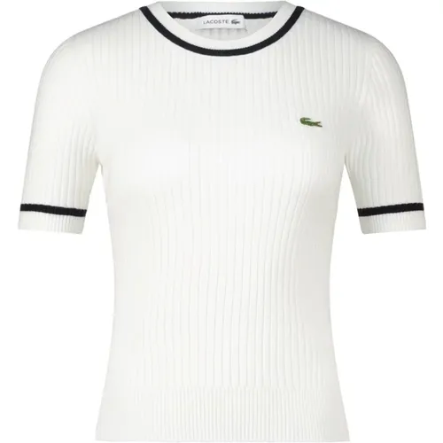 Ribbed T-Shirt with Figure-Hugging Fit , female, Sizes: L, 2XL, M - Lacoste - Modalova