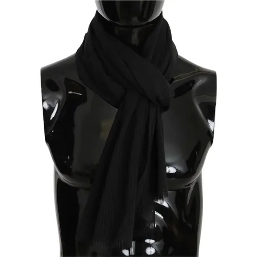 Winter Scarves, male, , Size: ONE SIZE Men`s Grey Wool Scarf with White Lining - Dolce & Gabbana - Modalova