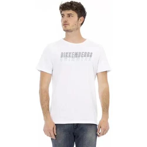 Weiße Baumwoll-T-Shirt mit Frontdruck - Bikkembergs - Modalova