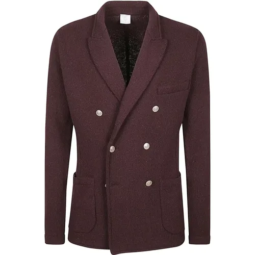 Blazers, male, , Size: M Double-Breasted Wool Knit Jacket - Eleventy - Modalova