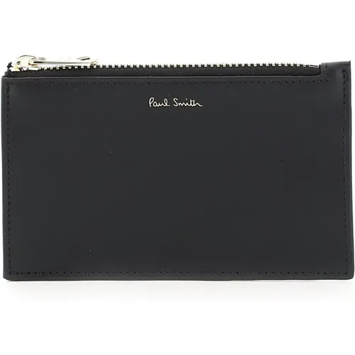 Wallets & Cardholders, male, , Size: ONE SIZE Leather Card Holder with Striped Design - Paul Smith - Modalova