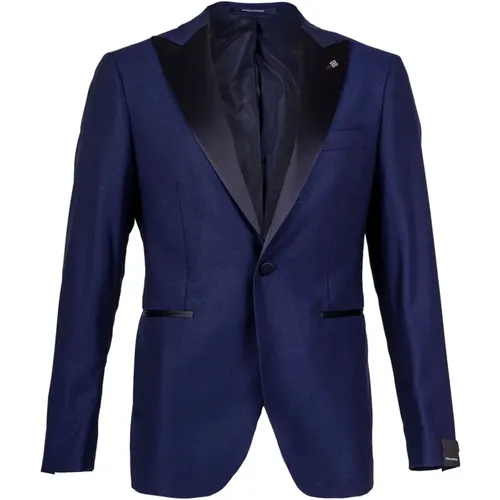 Blazers, male, , Size: L Three-piece Smoking Suit - Tagliatore - Modalova