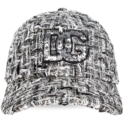 Caps, female, , Size: 58 CM Tweed cap with lurex thread - Dolce & Gabbana - Modalova