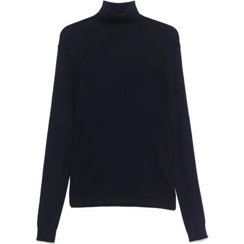 Turtlenecks, male, , Size: L Navy Ribbed Knit Sweater - Gabriele Pasini - Modalova