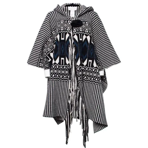 Pre-owned Jackets, female, , Size: 2XS Hooded poncho with ethnic print - Chloé Pre-owned - Modalova