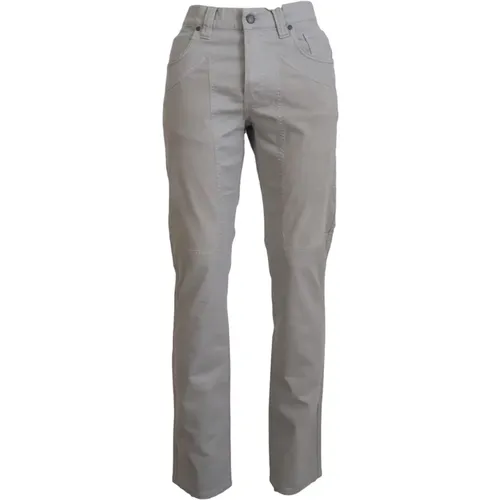 Chinos, male, , Size: W36 Grey Logo Details Pants - Jeckerson - Modalova