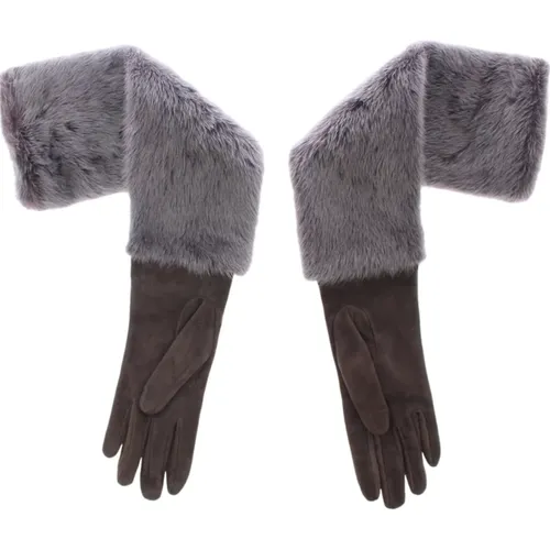 Gloves, female, , Size: 7 IN Elegant Mink Fur Leather Gloves - Dolce & Gabbana - Modalova