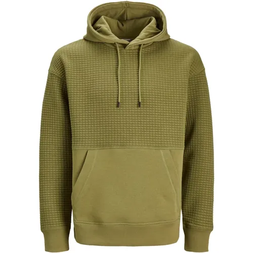 Schwarzer Strukturierter Kapuzenpullover , Herren, Größe: 2XL - jack & jones - Modalova