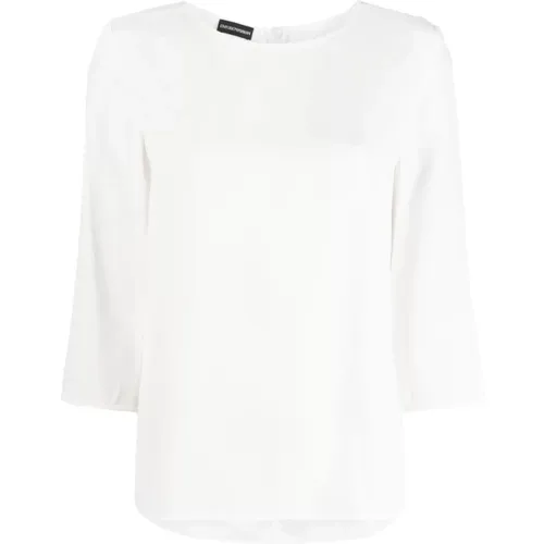 Weiße Drapierte Bluse , Damen, Größe: 2XS - Emporio Armani - Modalova