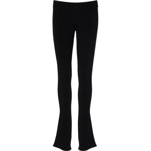 Leggings, female, , Size: S Flared Viscose Ribbed Leggings - Barrow - Modalova