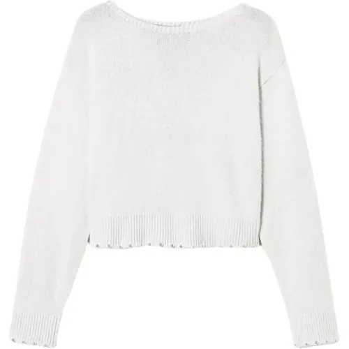 Angora Wollpullover Creme , Damen, Größe: L - Twinset - Modalova