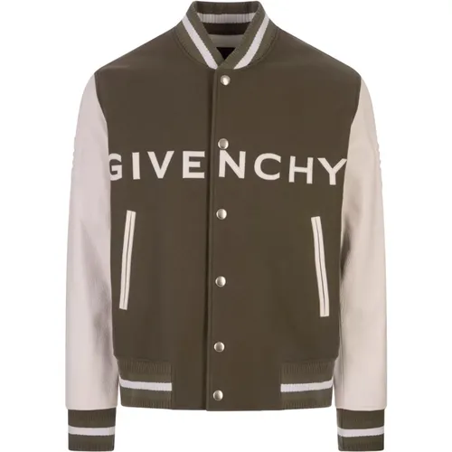 Bomber Jackets, male, , Size: L Bomber Jacket Melange Wool Leather - Givenchy - Modalova