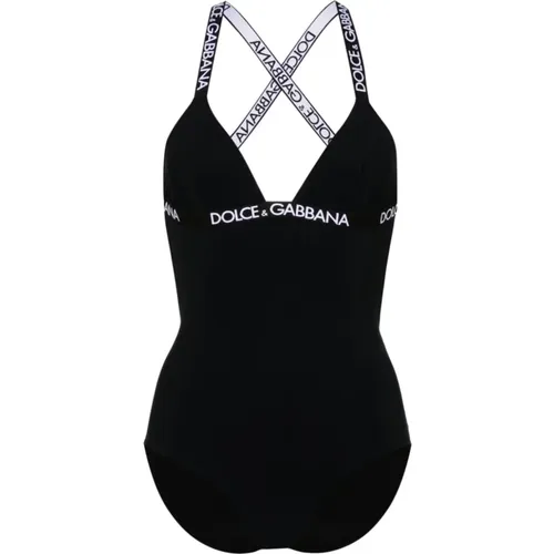 Strandhut mit Stil,Schwarze Meer Kleidung mit offenem Rücken - Dolce & Gabbana - Modalova