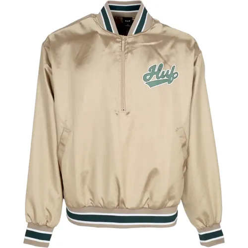 Satin Baseball Bomber Jacket Tan , Herren, Größe: L - HUF - Modalova