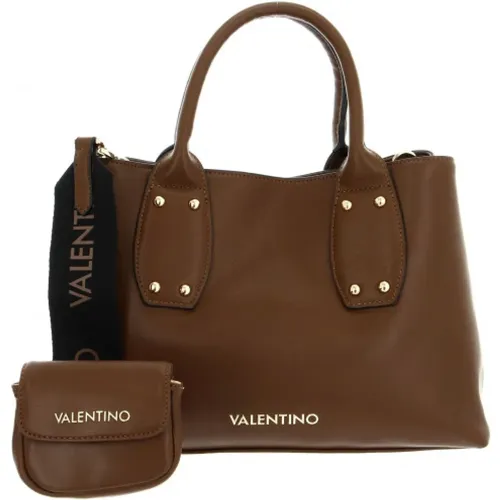 Braune Rechteckige Damenhandtasche mit Goldakzenten , Damen, Größe: ONE Size - Valentino by Mario Valentino - Modalova