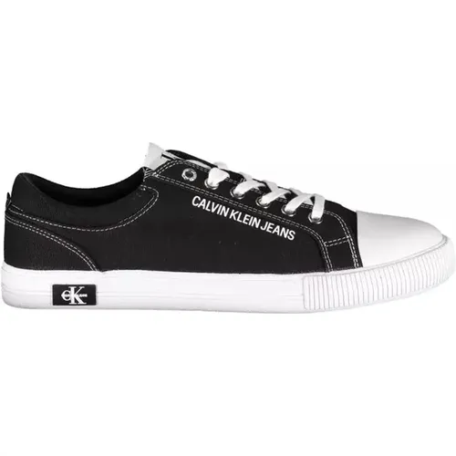 Schwarzer Baumwoll-Sneaker mit Schnürsenkeln und Kontrastsohle , Herren, Größe: 41 EU - Calvin Klein - Modalova