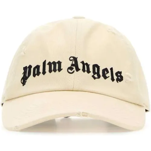 Klassische Ivory Baumwoll-Baseballkappe , Herren, Größe: ONE Size - Palm Angels - Modalova