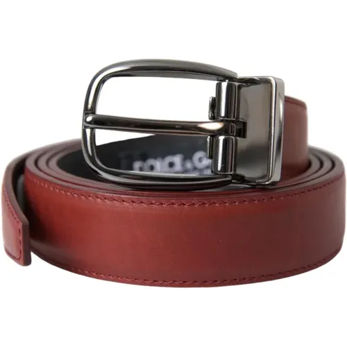 Belts, male, , Size: 95 CM Leather Belt Metal Buckle - Dolce & Gabbana - Modalova