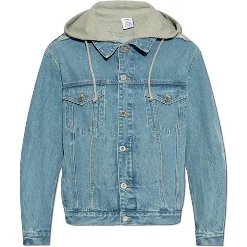 Denim Jackets, male, , Size: XS Denim jacket with hood - Vetements - Modalova