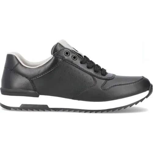 Stilvolle schwarze Ledersneaker für Herren , Herren, Größe: 42 EU - Rieker - Modalova