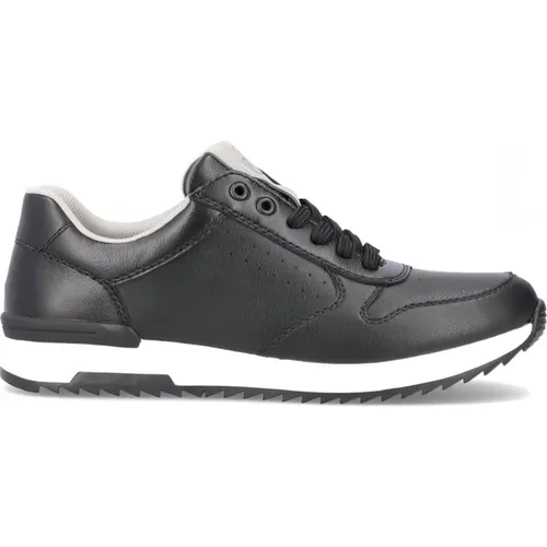Stilvolle schwarze Ledersneaker für Herren , Herren, Größe: 44 EU - Rieker - Modalova