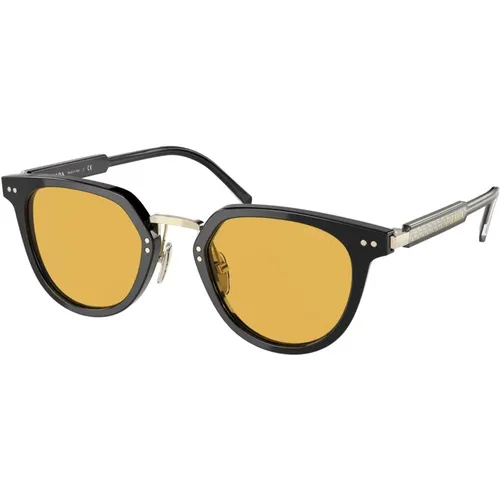 Schwarz/Gelb Orange Sonnenbrille , Herren, Größe: 49 MM - Prada - Modalova