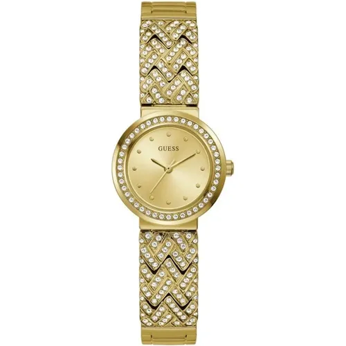 Watches, female, , Size: ONE SIZE Golden Quartz Analog Watch for Women - Guess - Modalova