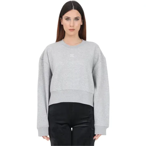 Grauer Adicolor Essentials Crew Sweater , Damen, Größe: L - adidas Originals - Modalova