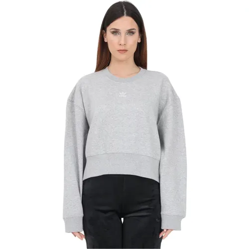 Grauer Adicolor Essentials Crew Sweater , Damen, Größe: M - adidas Originals - Modalova