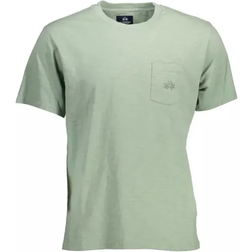 Grünes Baumwoll-T-Shirt mit Stickerei , Herren, Größe: L - LA MARTINA - Modalova